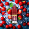 RandM Tornado Pro Liquid Strawberry Ice Vape Liquid mit Erdbeere und Ice Aromen im Hintergrund