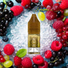 RandM Tornado Pro Liquid Vimto Beerenmix Vape Liquid mit Aromen im Hintergrund
